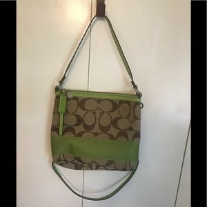 Coach purse lime green trim